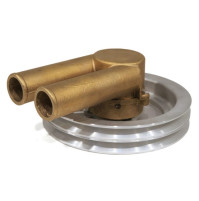 Bronze Flexible Cooling Pump - Complete Raw Water Pump with Dual V-Belt Pulley for Volvo Penta 21214596 - DJ-V14596 - JPR-VP4596G - WV-7010 - RCMA